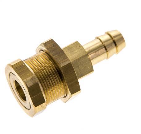 Brass DN 5 Air Coupling Socket 9 mm Hose Pillar Bulkhead Pull-Off Double Shut-Off