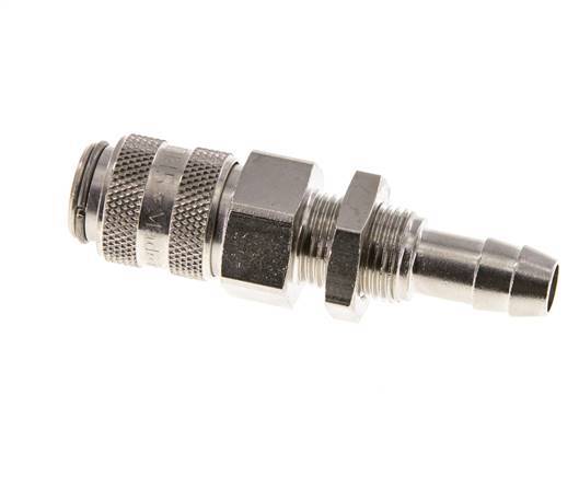 Nickel-plated Brass DN 5 Air Coupling Socket 8 mm Hose Pillar Bulkhead