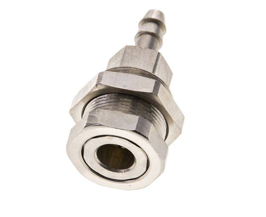 Nickel-plated Brass DN 5 Air Coupling Socket 6 mm Hose Pillar Bulkhead Pull-Off