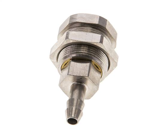 Nickel-plated Brass DN 5 Air Coupling Socket 6 mm Hose Pillar Bulkhead Pull-Off