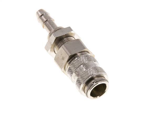 Nickel-plated Brass DN 5 Air Coupling Socket 6 mm Hose Pillar Bulkhead Double Shut-Off