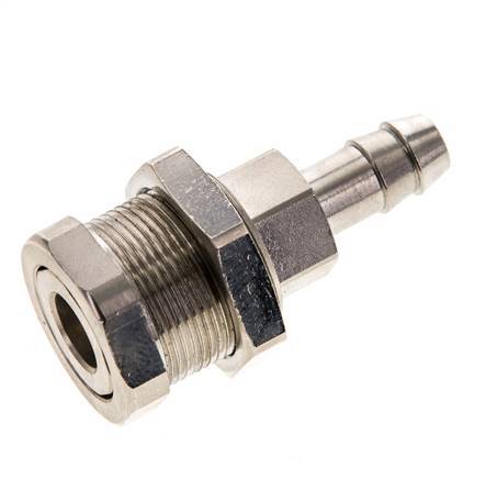 Nickel-plated Brass DN 5 Air Coupling Socket 8 mm Hose Pillar Bulkhead Pull-Off Double Shut-Off