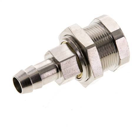 Nickel-plated Brass DN 5 Air Coupling Socket 9 mm Hose Pillar Bulkhead Pull-Off Double Shut-Off