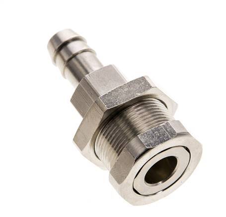 Nickel-plated Brass DN 5 Air Coupling Socket 9 mm Hose Pillar Bulkhead Pull-Off Double Shut-Off