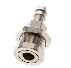 Nickel-plated Brass DN 5 Air Coupling Socket 9 mm Hose Pillar Bulkhead Pull-Off Double Shut-Off