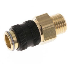 Brass DN 5 Black Air Coupling Socket G 1/4 inch Male Double Shut-Off