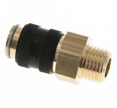 Brass DN 5 Black Air Coupling Socket G 1/4 inch Male Double Shut-Off