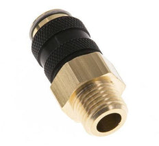 Brass DN 5 Black Air Coupling Socket G 1/4 inch Male Double Shut-Off