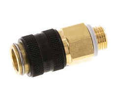 Brass DN 5 Black Air Coupling Socket G 1/8 inch Male Double Shut-Off
