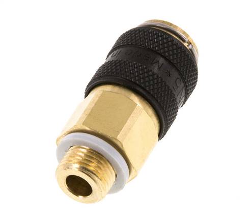 Brass DN 5 Black Air Coupling Socket G 1/8 inch Male Double Shut-Off