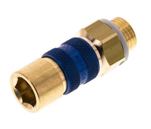 Brass DN 5 Blue-Coded Air Coupling Socket G 1/4 inch Male