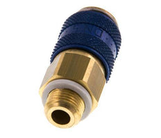 Brass DN 5 Blue Air Coupling Socket G 1/8 inch Male Double Shut-Off
