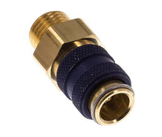 Brass DN 5 Blue Air Coupling Socket G 1/4 inch Male Double Shut-Off