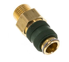 Brass DN 5 Green Air Coupling Socket G 1/4 inch Male Double Shut-Off