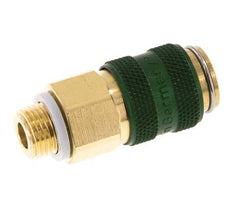 Brass DN 5 Green Air Coupling Socket G 1/8 inch Male Double Shut-Off