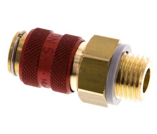 Brass DN 5 Red Air Coupling Socket G 1/4 inch Male