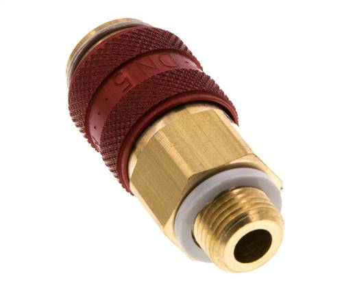 Brass DN 5 Red Air Coupling Socket G 1/8 inch Male