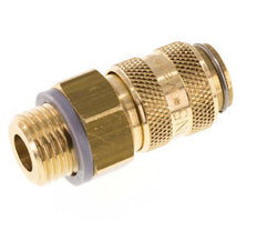 Brass DN 5 Air Coupling Socket G 1/4 inch Male Double Shut-Off