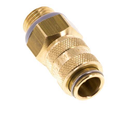 Brass DN 5 Air Coupling Socket G 1/4 inch Male Double Shut-Off