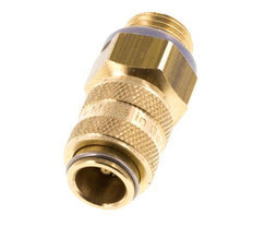 Brass DN 5 Air Coupling Socket G 1/4 inch Male Double Shut-Off