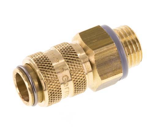 Brass DN 5 Air Coupling Socket G 1/4 inch Male Double Shut-Off