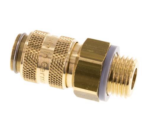 Brass DN 5 Air Coupling Socket G 1/4 inch Male Double Shut-Off
