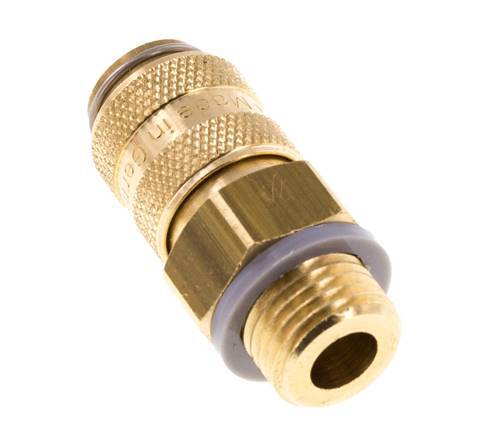 Brass DN 5 Air Coupling Socket G 1/4 inch Male Double Shut-Off