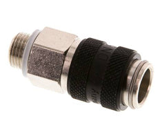 Nickel-plated Brass DN 5 Black Air Coupling Socket G 1/8 inch Male Double Shut-Off