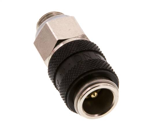 Nickel-plated Brass DN 5 Black Air Coupling Socket G 1/8 inch Male Double Shut-Off