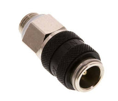 Nickel-plated Brass DN 5 Black Air Coupling Socket G 1/8 inch Male Double Shut-Off
