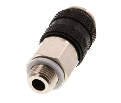Nickel-plated Brass DN 5 Black Air Coupling Socket G 1/8 inch Male Double Shut-Off