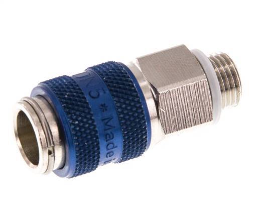 Nickel-plated Brass DN 5 Blue Air Coupling Socket G 1/8 inch Male Double Shut-Off