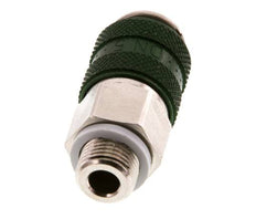 Nickel-plated Brass DN 5 Green Air Coupling Socket G 1/8 inch Male Double Shut-Off