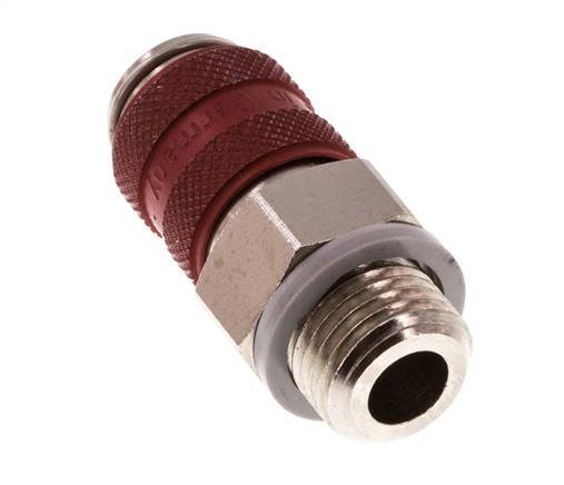 Nickel-plated Brass DN 5 Red Air Coupling Socket G 1/4 inch Male