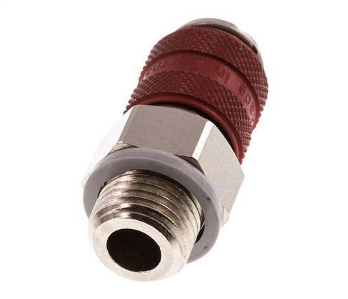 Nickel-plated Brass DN 5 Red Air Coupling Socket G 1/4 inch Male