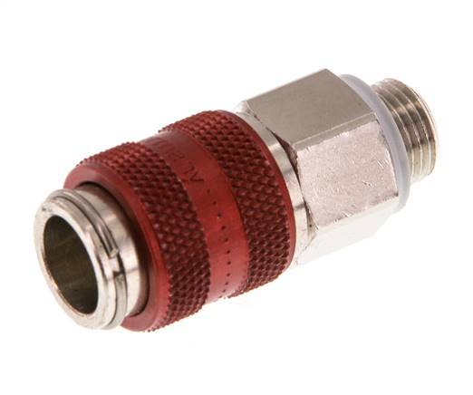 Nickel-plated Brass DN 5 Red Air Coupling Socket G 1/8 inch Male