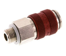 Nickel-plated Brass DN 5 Red Air Coupling Socket G 1/8 inch Male Double Shut-Off