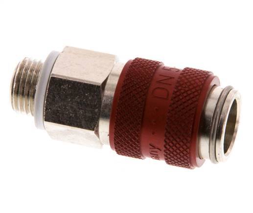 Nickel-plated Brass DN 5 Red Air Coupling Socket G 1/8 inch Male Double Shut-Off