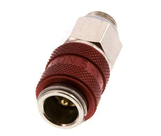 Nickel-plated Brass DN 5 Red Air Coupling Socket G 1/8 inch Male Double Shut-Off