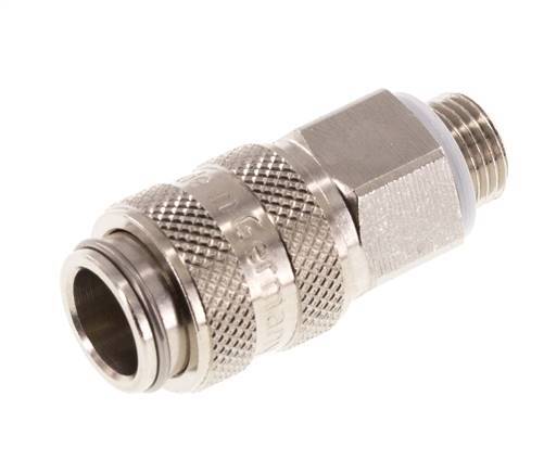 Nickel-plated Brass DN 5 Air Coupling Socket G 1/8 inch Male Double Shut-Off