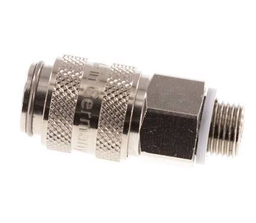 Nickel-plated Brass DN 5 Air Coupling Socket G 1/8 inch Male Double Shut-Off