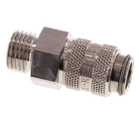 Stainless Steel 316L DN 5 Air Coupling Socket G 1/4 inch Male Double Shut-Off