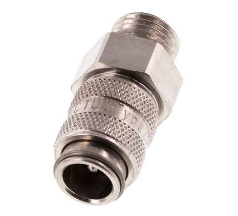 Stainless Steel 316L DN 5 Air Coupling Socket G 1/4 inch Male Double Shut-Off