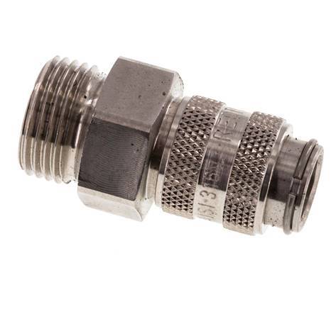 Stainless Steel 316L DN 5 Air Coupling Socket G 3/8 inch Male Double Shut-Off