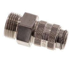 Stainless Steel 316L DN 5 Air Coupling Socket G 3/8 inch Male Double Shut-Off