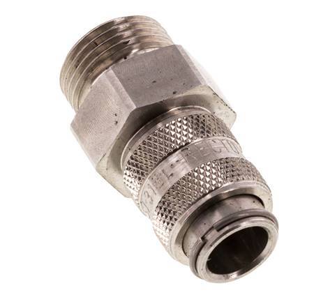 Stainless Steel 316L DN 5 Air Coupling Socket G 3/8 inch Male Double Shut-Off