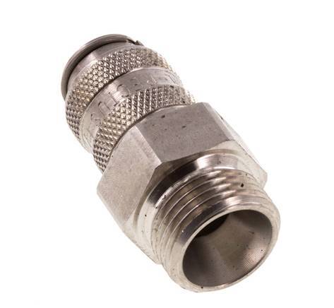 Stainless Steel 316L DN 5 Air Coupling Socket G 3/8 inch Male Double Shut-Off
