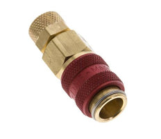 Brass DN 5 Red Air Coupling Socket 4x6 mm Union Nut