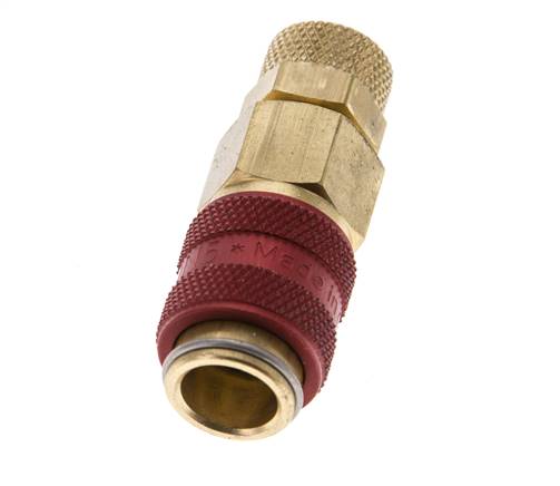 Brass DN 5 Red Air Coupling Socket 4x6 mm Union Nut