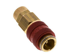 Brass DN 5 Red Air Coupling Socket 4x6 mm Union Nut Double Shut-Off